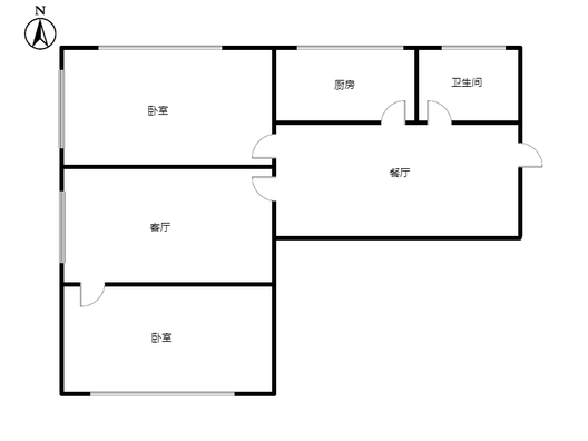 地质总局北院2室2厅1卫户型图