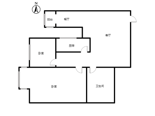 汇元新天地2室2厅1卫户型图