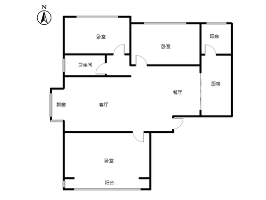 天伦湾一期3室2厅1卫户型图
