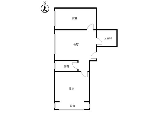 华阳风景小区2室1厅1卫户型图