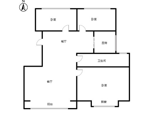 天地新城3室2厅1卫户型图
