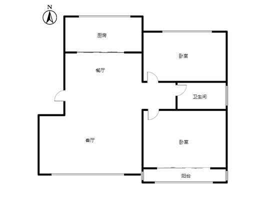 天保青花府2室2厅1卫户型图