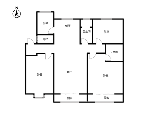 香邑溪谷玫瑰园3室2厅2卫户型图