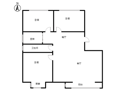 天地新城3室2厅1卫户型图