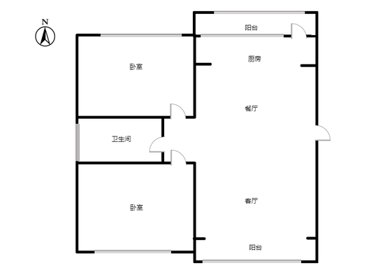 润卓天伦湾2室2厅1卫户型图