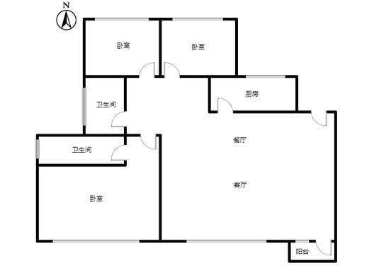 鸿坤理想湾3室2厅2卫户型图