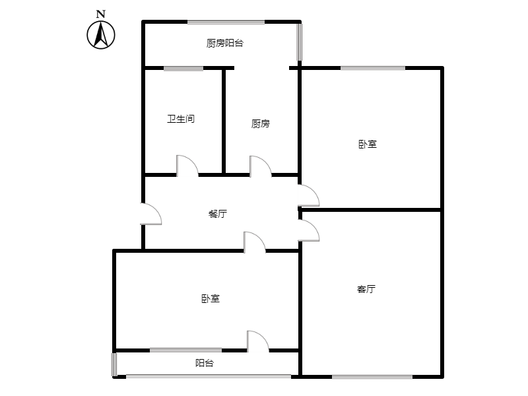 县府小区2室2厅1卫户型图