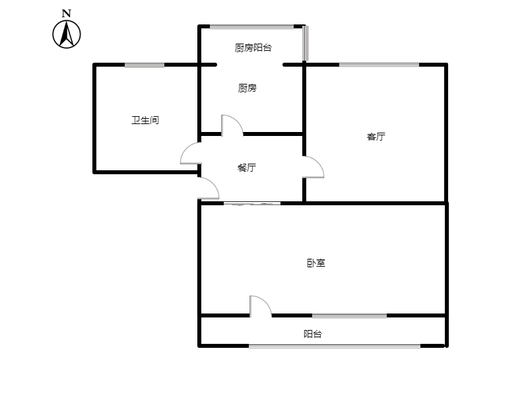 华北铝业生活小区（北院）1室2厅1卫户型图