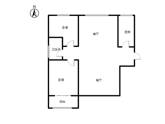 天保青花府2室2厅1卫户型图