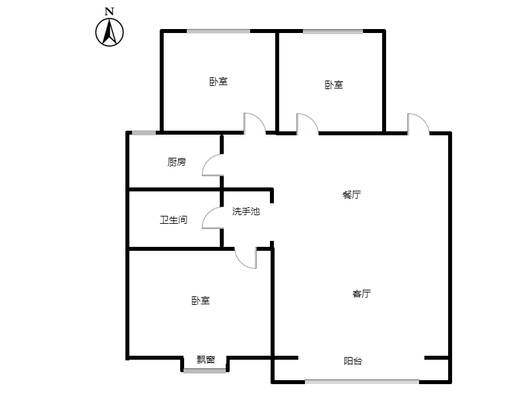 隆基泰和铂悦山3室2厅1卫户型图