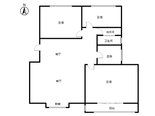 天保青花府3室2厅1卫户型图