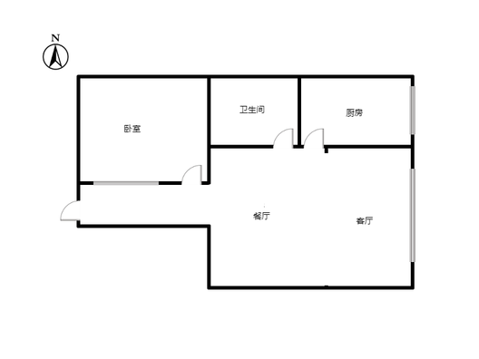 富景华庭1室2厅1卫户型图