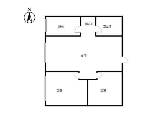 汇元四季橙2室1厅1卫户型图